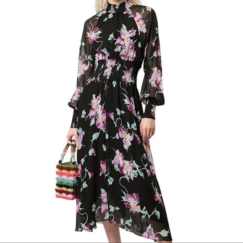 🔥🔥🔥A.L.C. Black Casey Floral Casual Maxi Dress